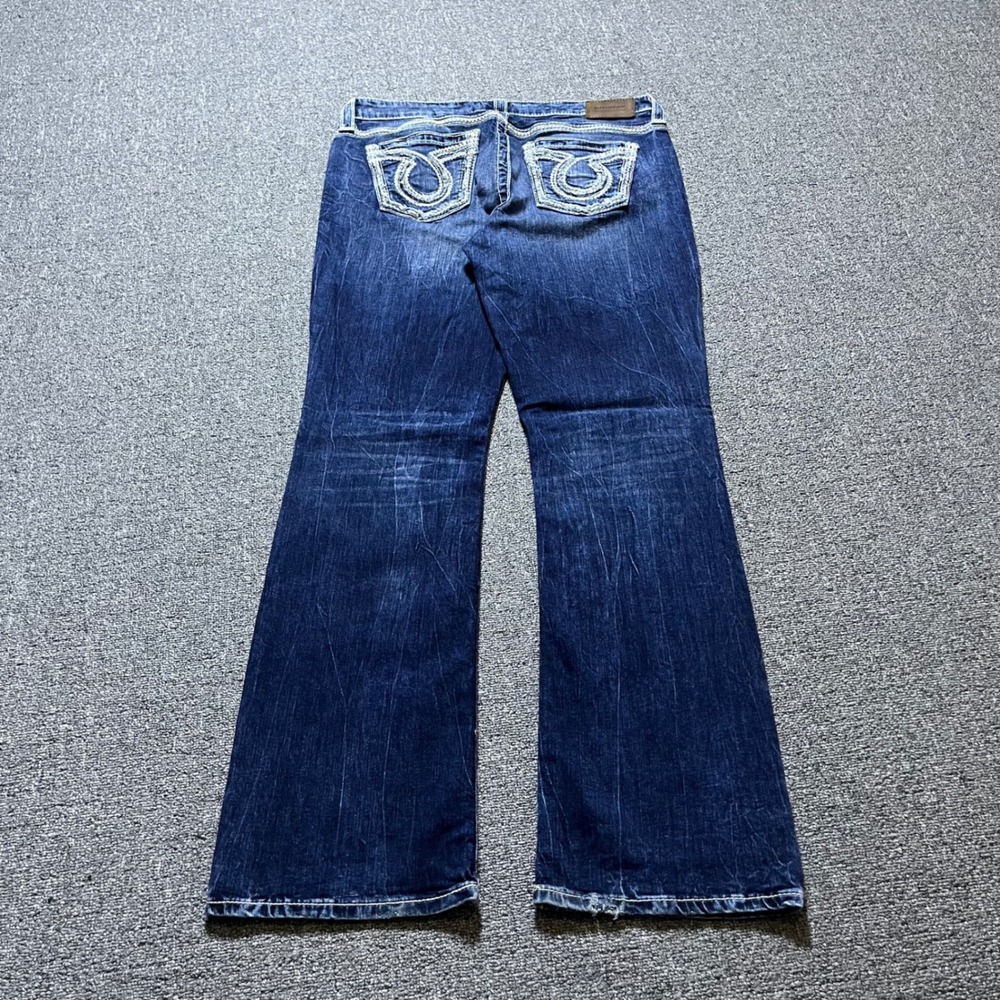 Big Star Maddie Bootcut Jeans 32R Blue Thick Stitch Y2K Western Low Rise